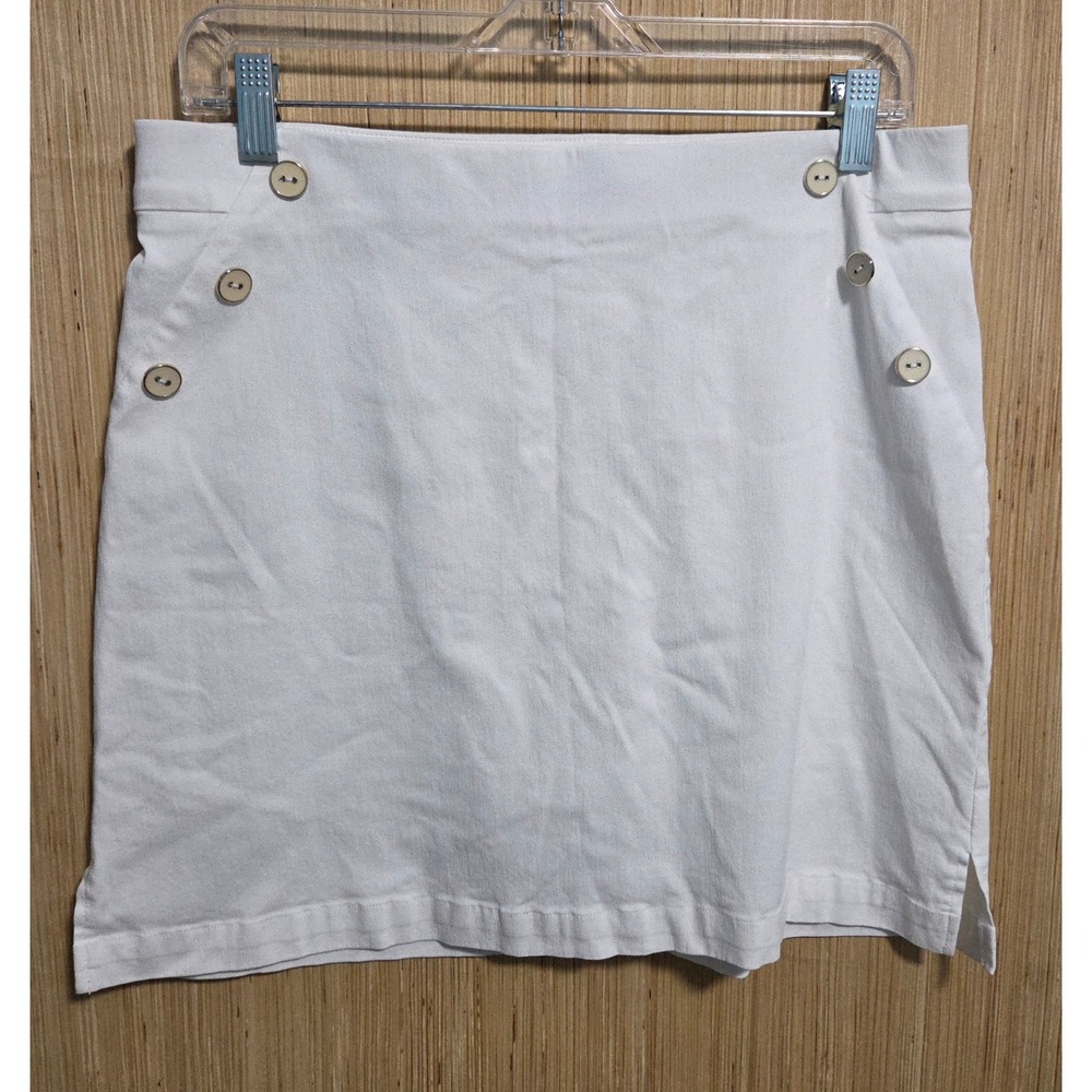 Rafaella Comfort‎ Womens White Sailor Button Front Skort Size S Stretch Mini